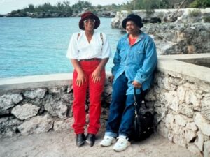 Marcia with her Mum in Jamaica