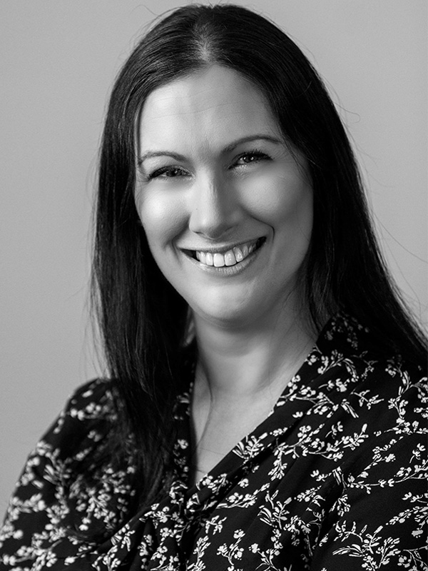 Black and white portrait photograph of Catherine Ludwig