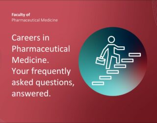 Careers in Pharmaceutical Medicine. Our frequently asked questions, answered. Graphic of someone climbing stairs. FPM logo.