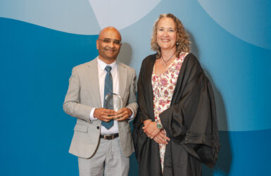 Dr Kamlesh Sheth, winner of the Volunteer Award 2026 with Vice President, Dr Emma Harvey